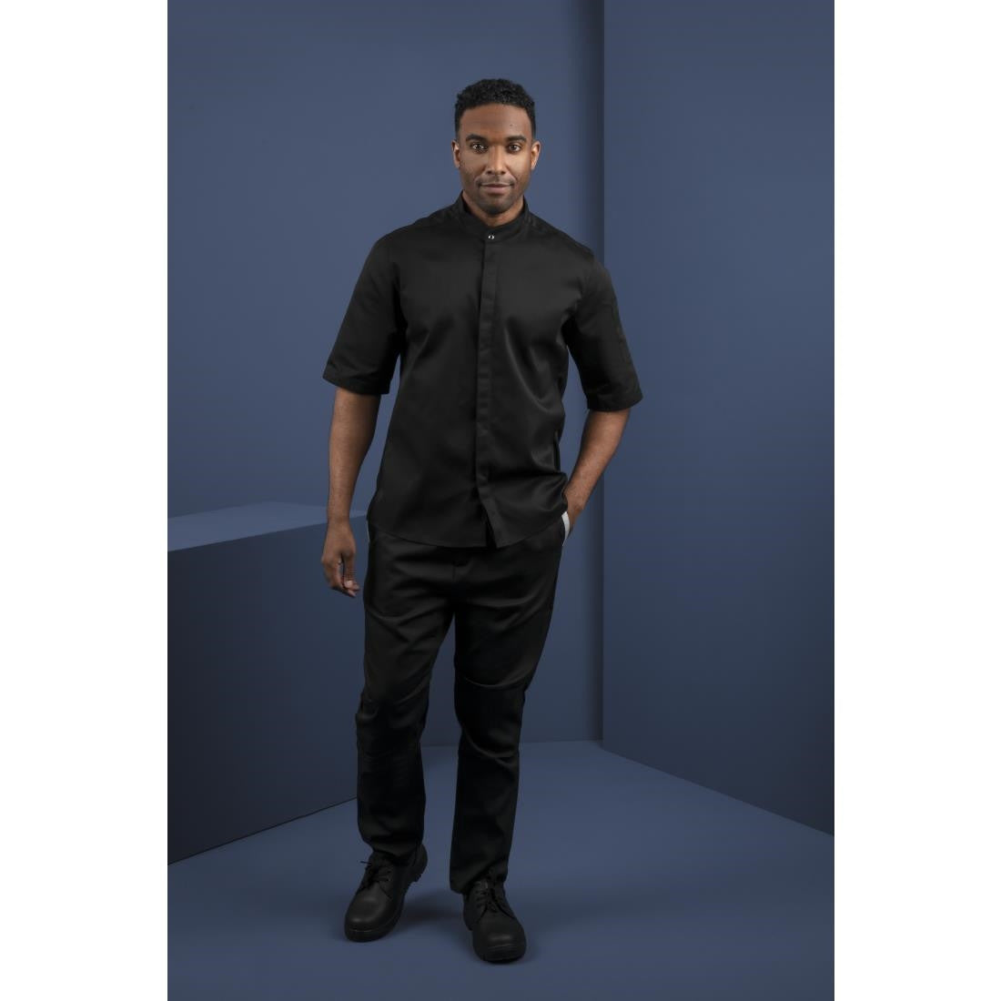 Southside Band Collar Chefs Jacket Black Size S BB711-S