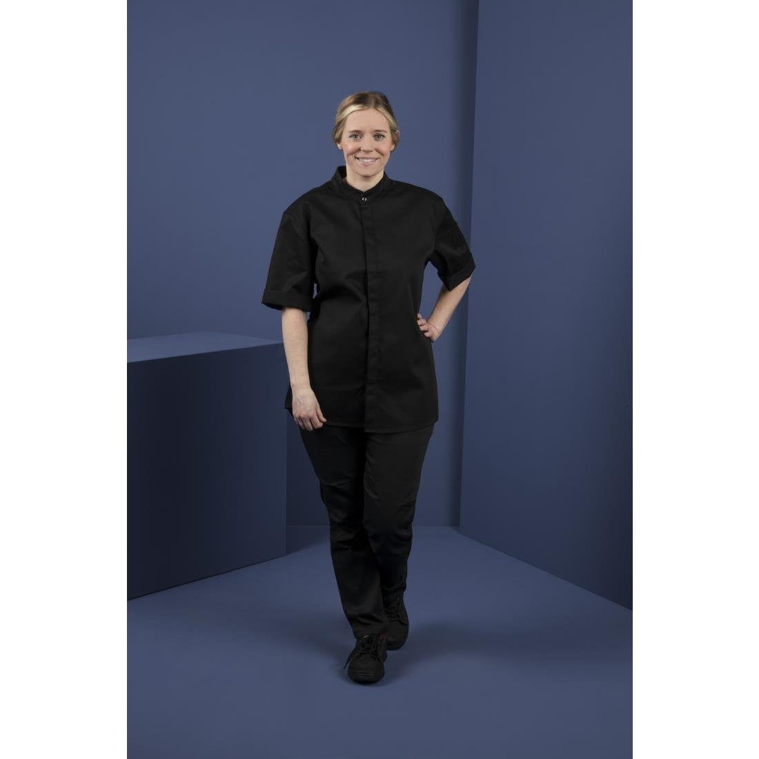 Southside Band Collar Chefs Jacket Black Size S BB711-S