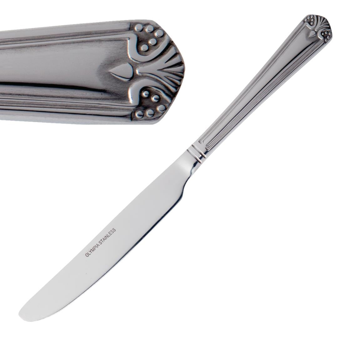 Olympia Jesmond Table Knife in a slanting position.