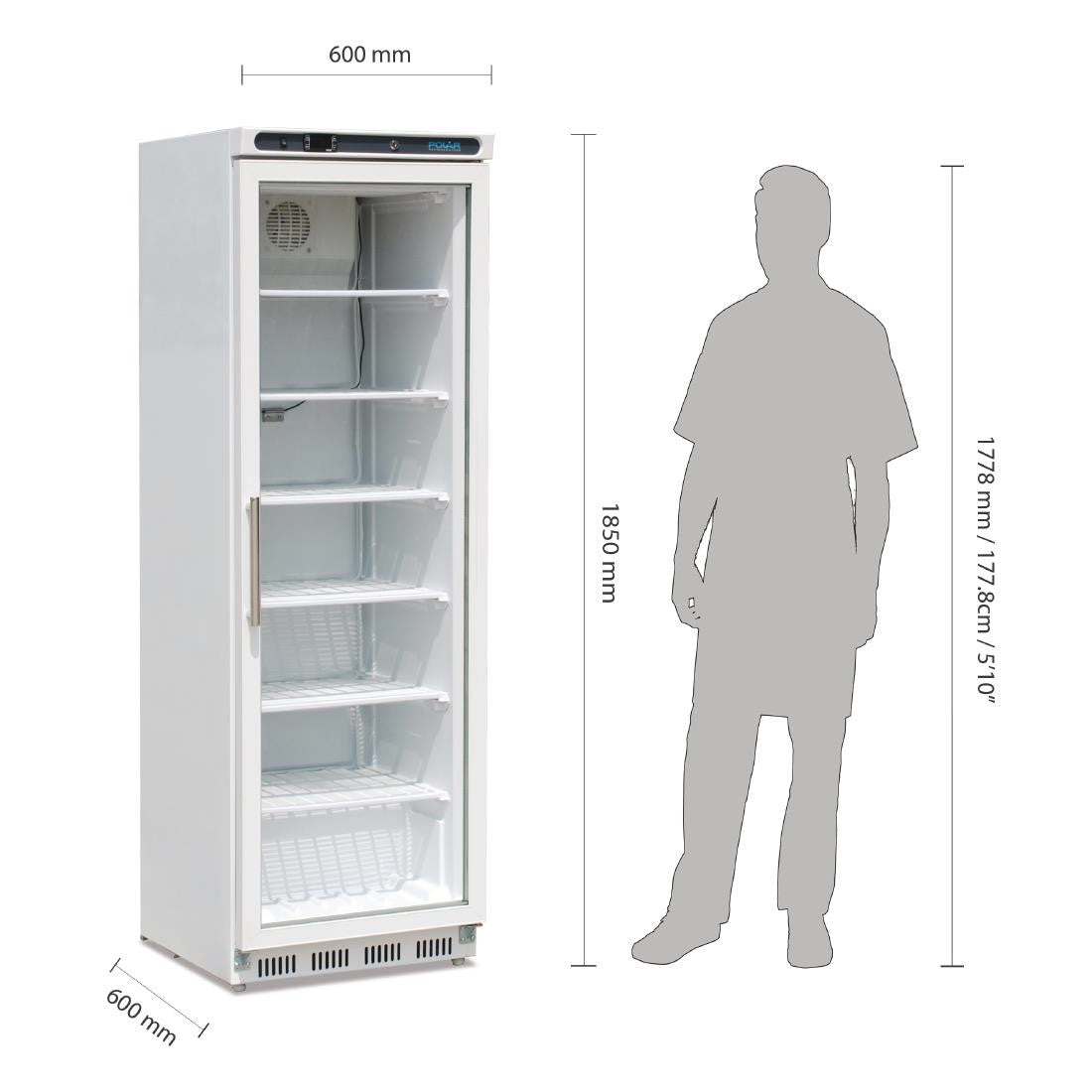Polar C-Series Glass Door Display Freezer 365Ltr White CB921