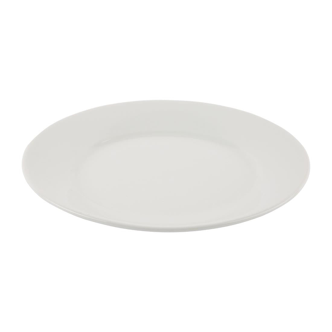 Side top view of Olympia Athena Wide Rimmed Plates White 254mm.