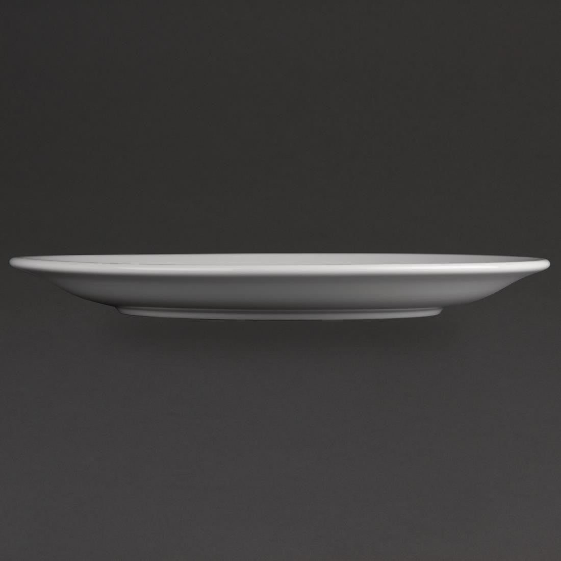 Side shot of Olympia Athena Narrow Rimmed Plates 254mm in a black background.