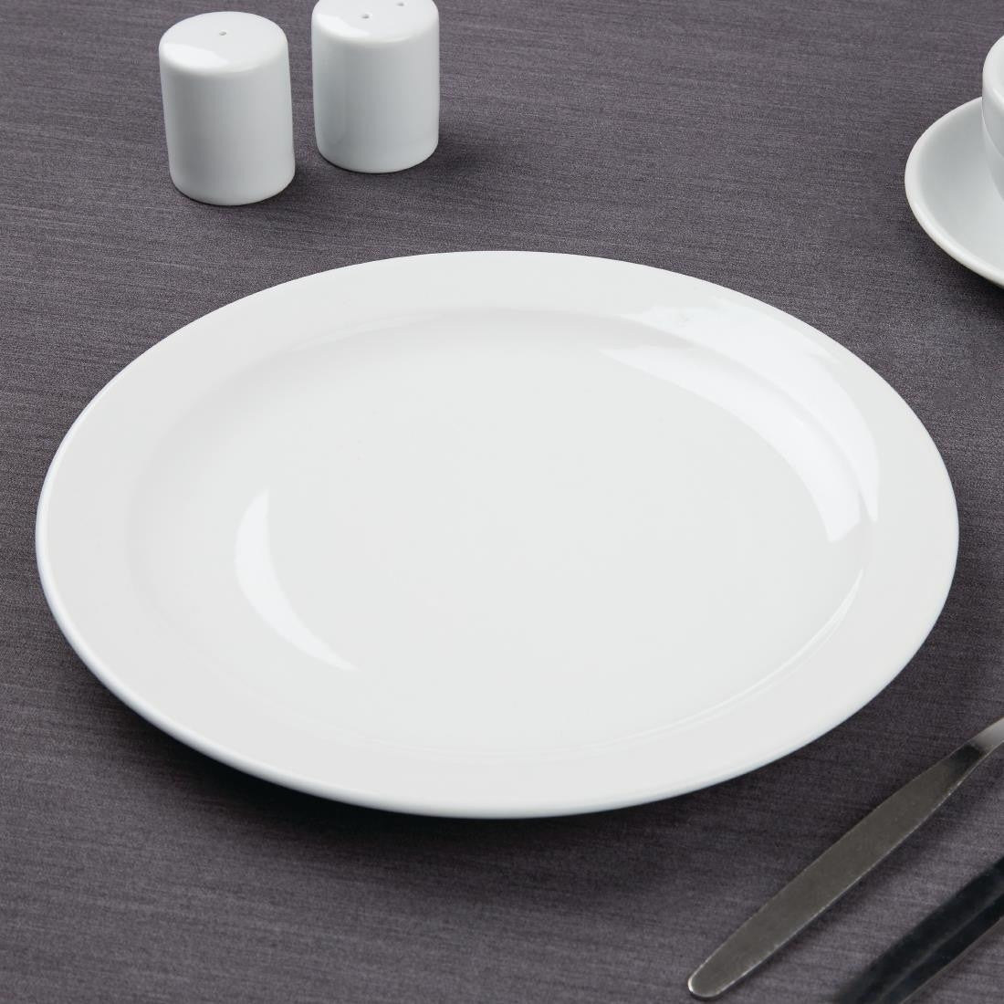 Table set up with Olympia Athena Narrow Rimmed Plates.