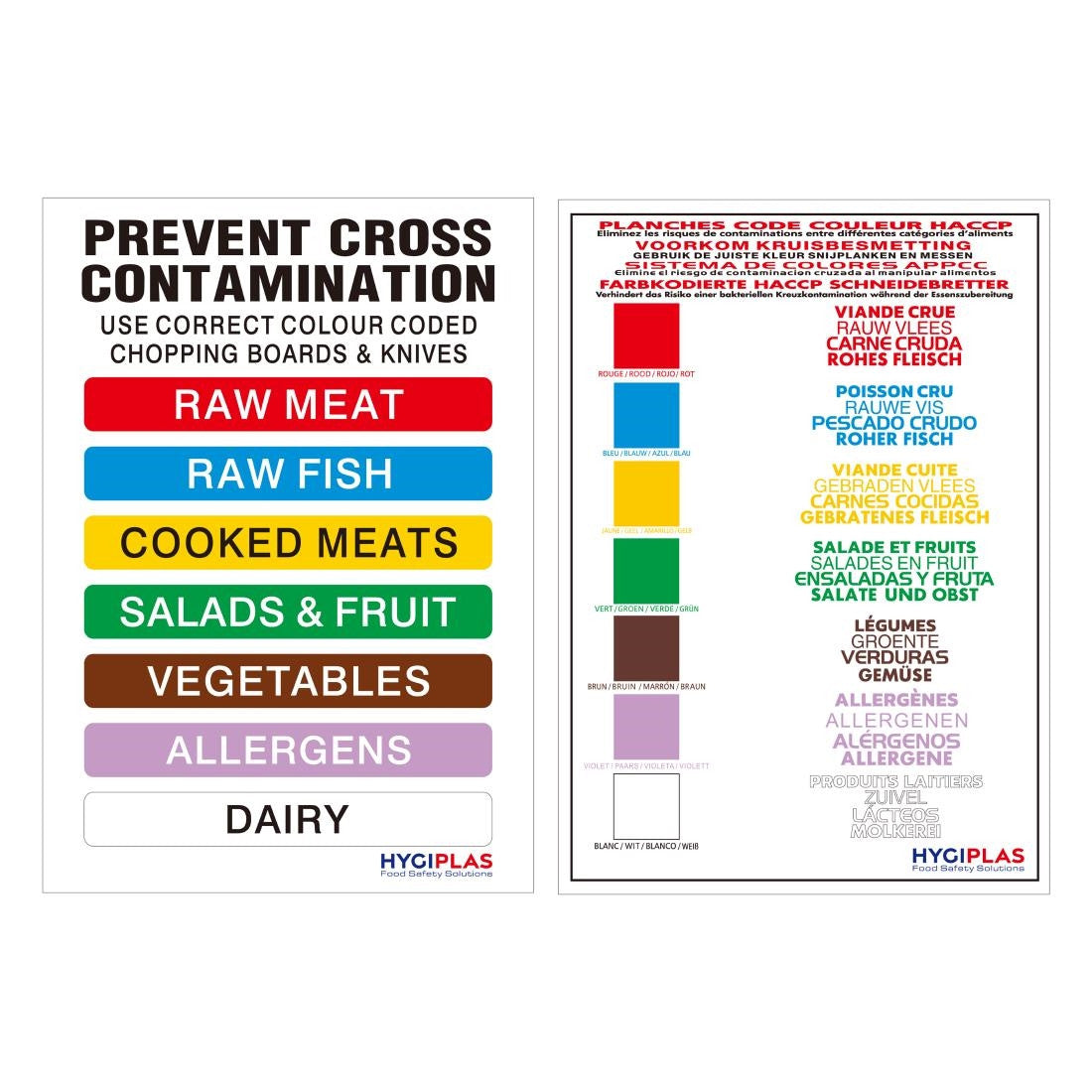 Hygiplas Low Density Chopping Boards Set with Rack (Set of 7 - 10mm High) CH041