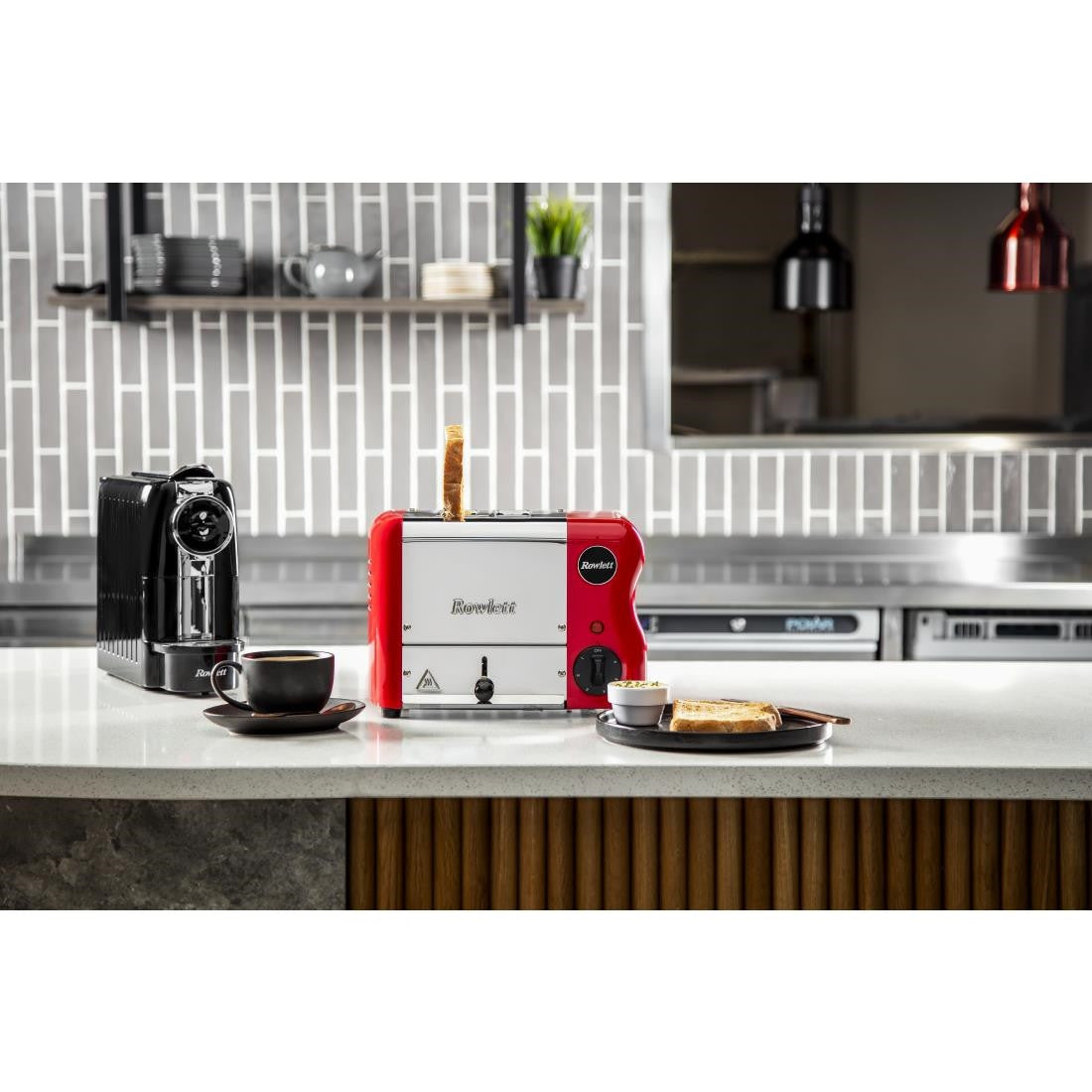 Rowlett Esprit 2 Slot Toaster Traffic Red w/2 Additional Elements & Sandwich Cage CH180