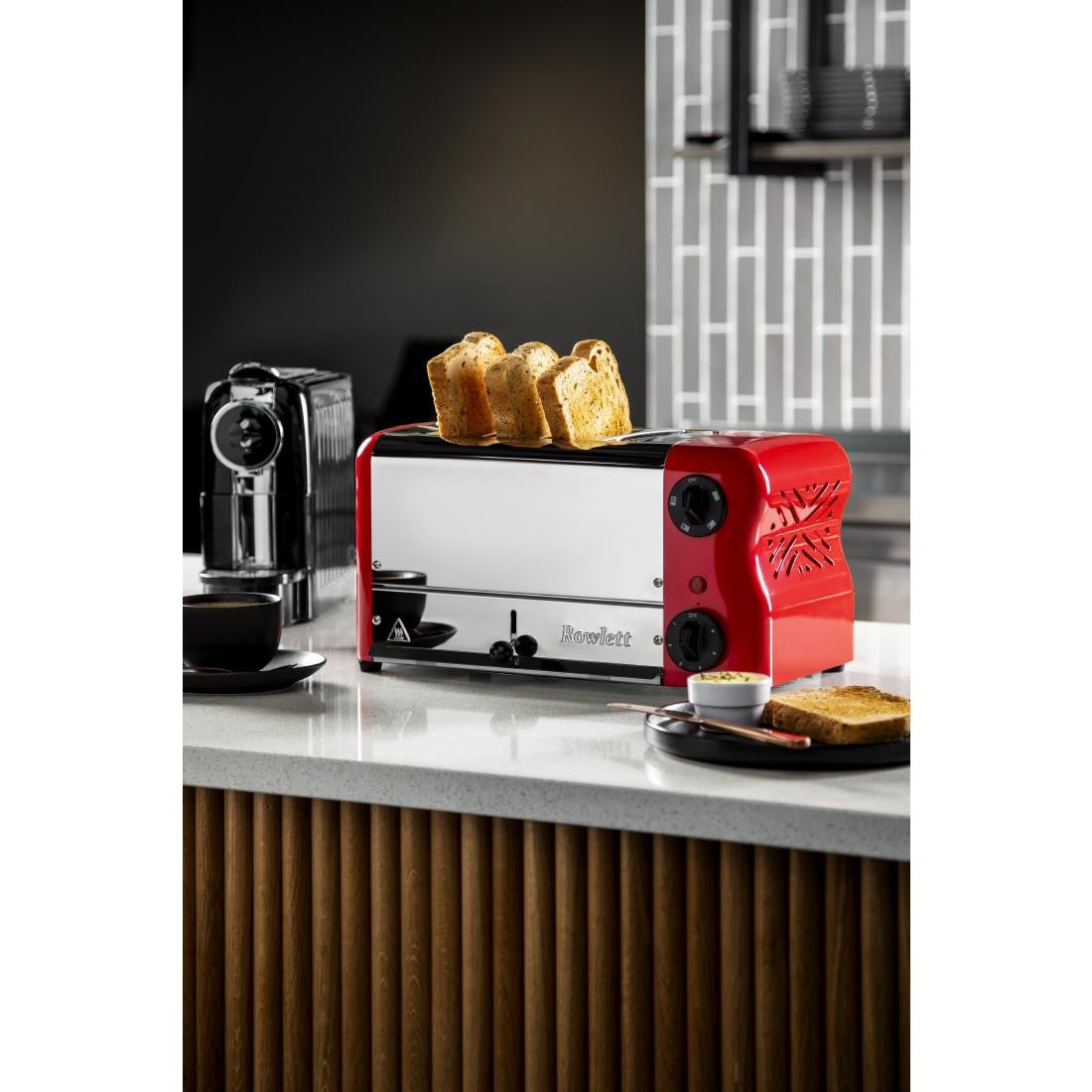 Rowlett Esprit 4 Slot Toaster Traffic Red w/2x Additional Elements & Sandwich Cage CH184