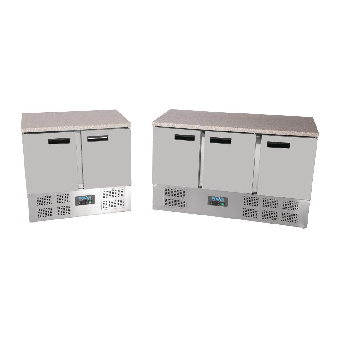 Polar G-Series Double Door Counter Fridge with Granite Work Top 240Ltr CL108