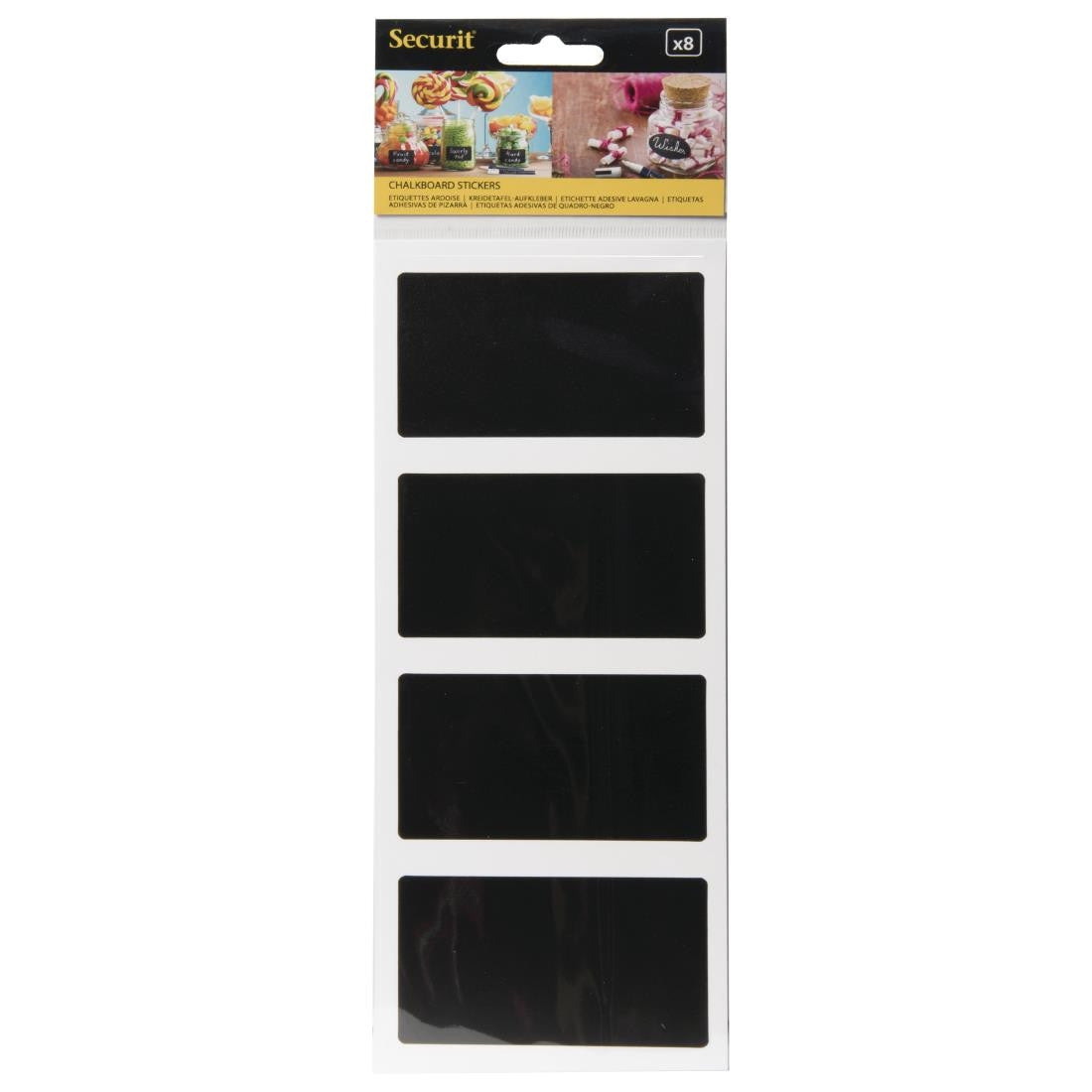 Securit Adhesive Chalkboard Labels Rectangle (Pack of 8) CM569