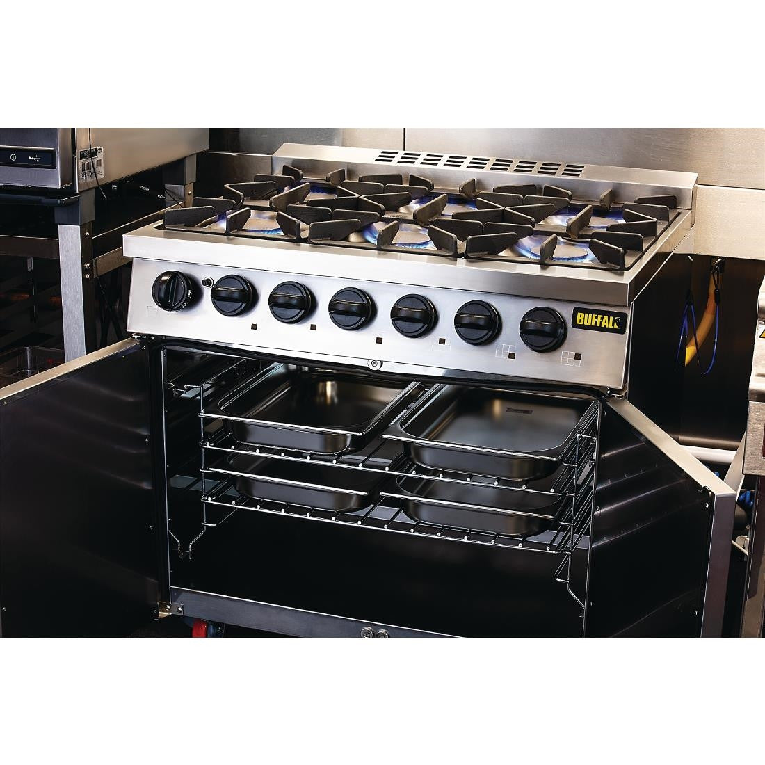 Buffalo 6 Burner Gas Oven Range with Castors CT253
