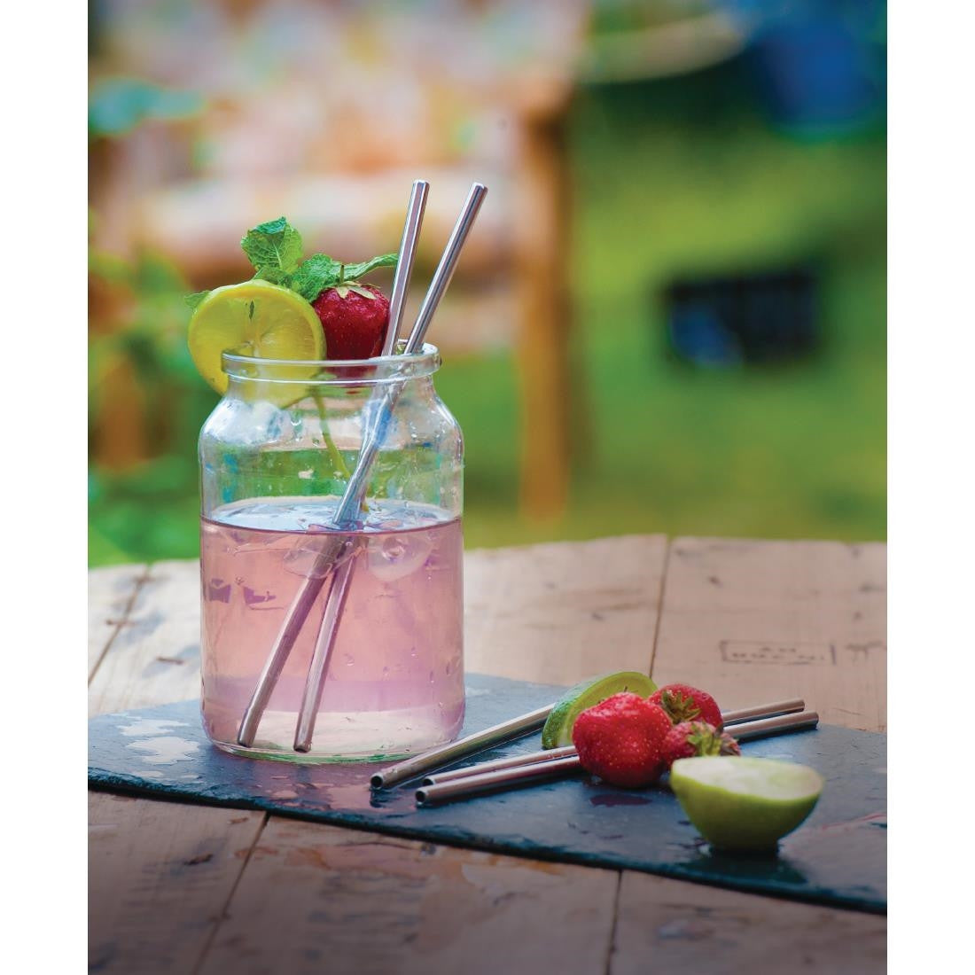 Beaumont Stainless Steel Metal Straws 8.5" (Pack of 25) CW490