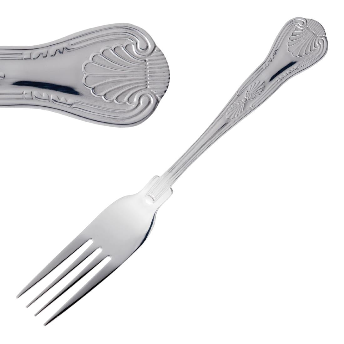Front view of Olympia Kings Table Fork in a slanting position.