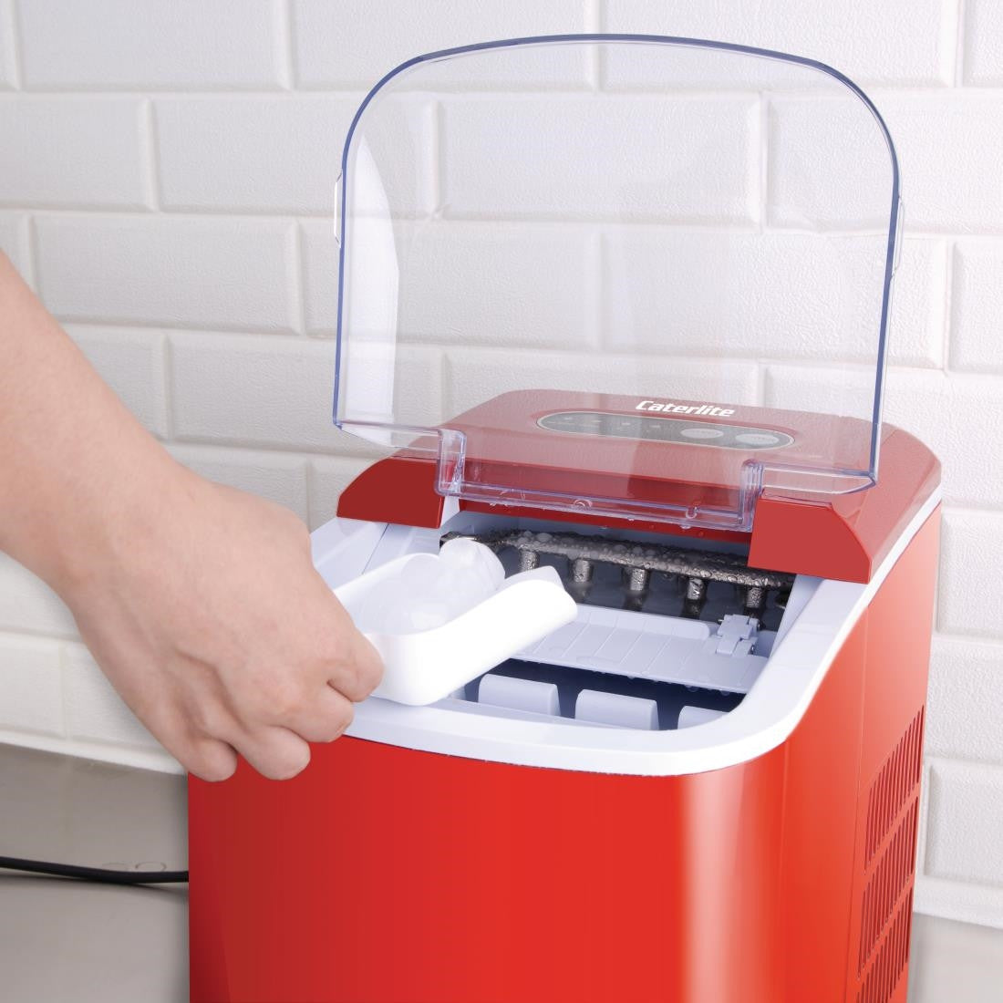 Caterlite Countertop Manual Fill Ice Machine Red DA257