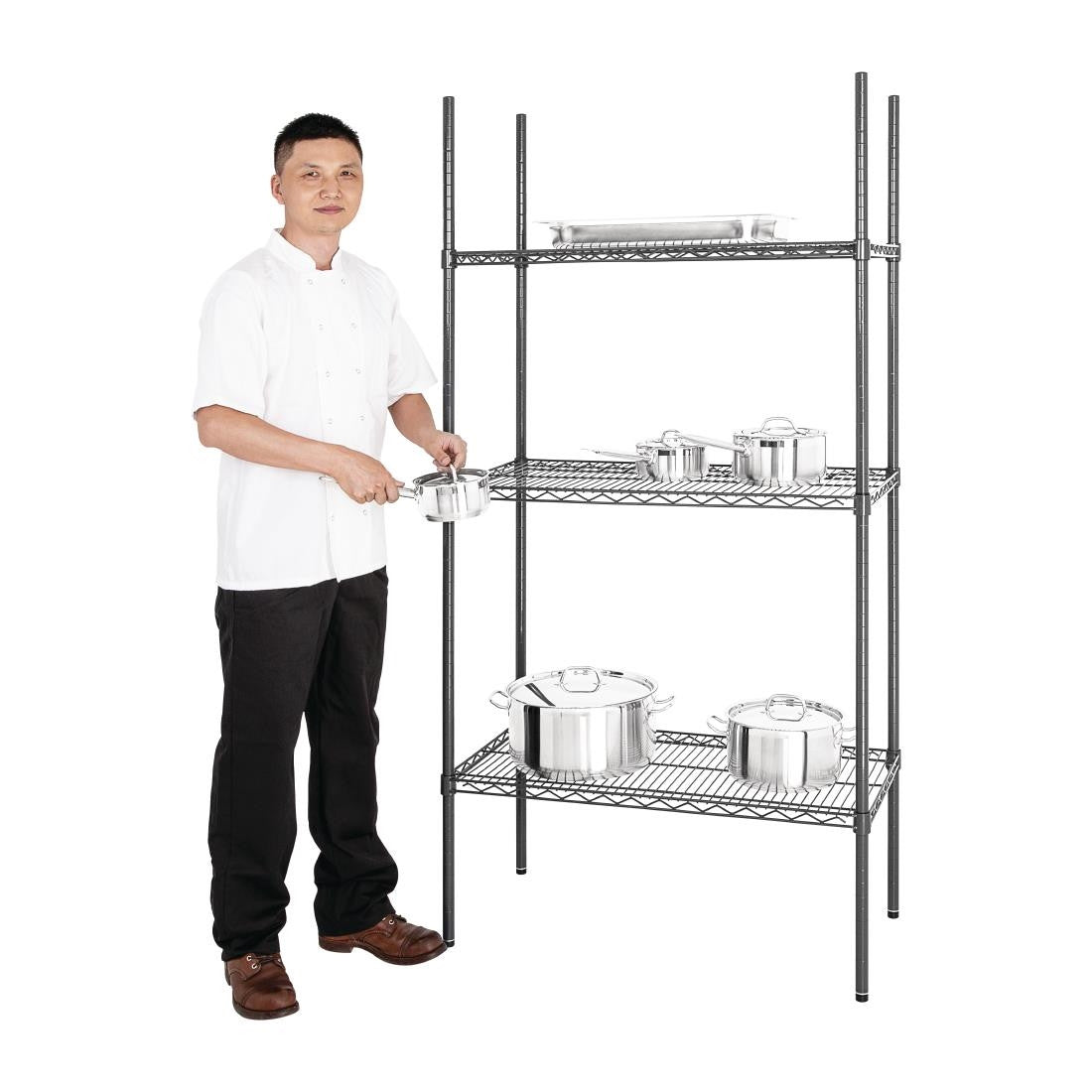 Nisbets Essentials 3 Tier Coated Shelving Unit 1820 x 915 x 457mm DC819