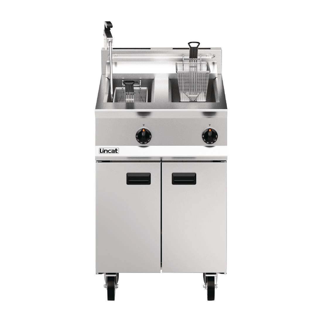 Lincat Opus 800 Twin Tank Twin Basket Free Standing Natural Gas Filtration Fryer OG8111/OP DM539-N