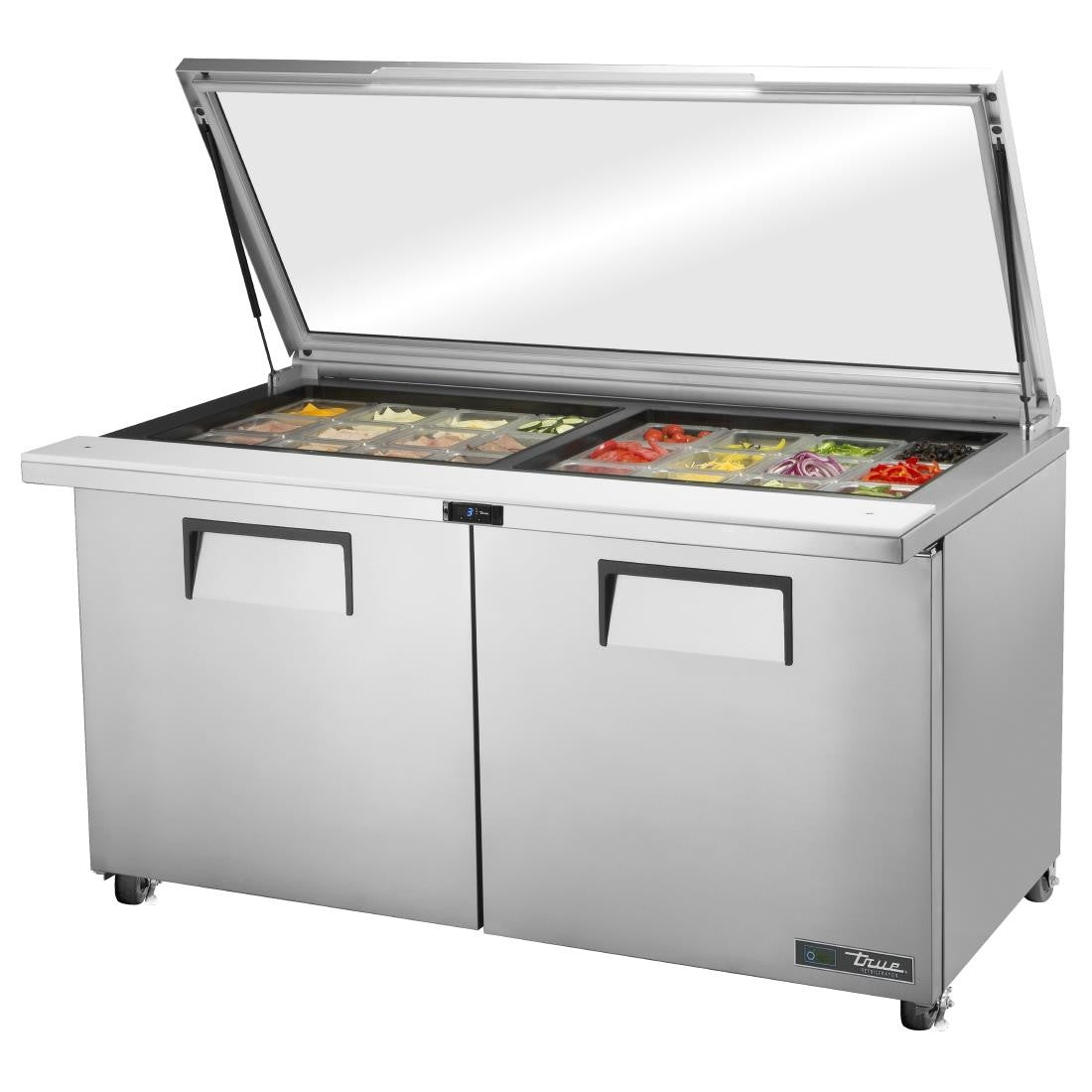 True Glass Lid Prep Counter Fridge TSSU-60-24M-B-ST-FGLID FB013