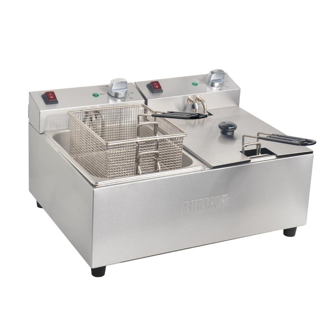 Buffalo Twin Tank Twin Basket 2x5Ltr Countertop Fryer 2x2.8kW FC257
