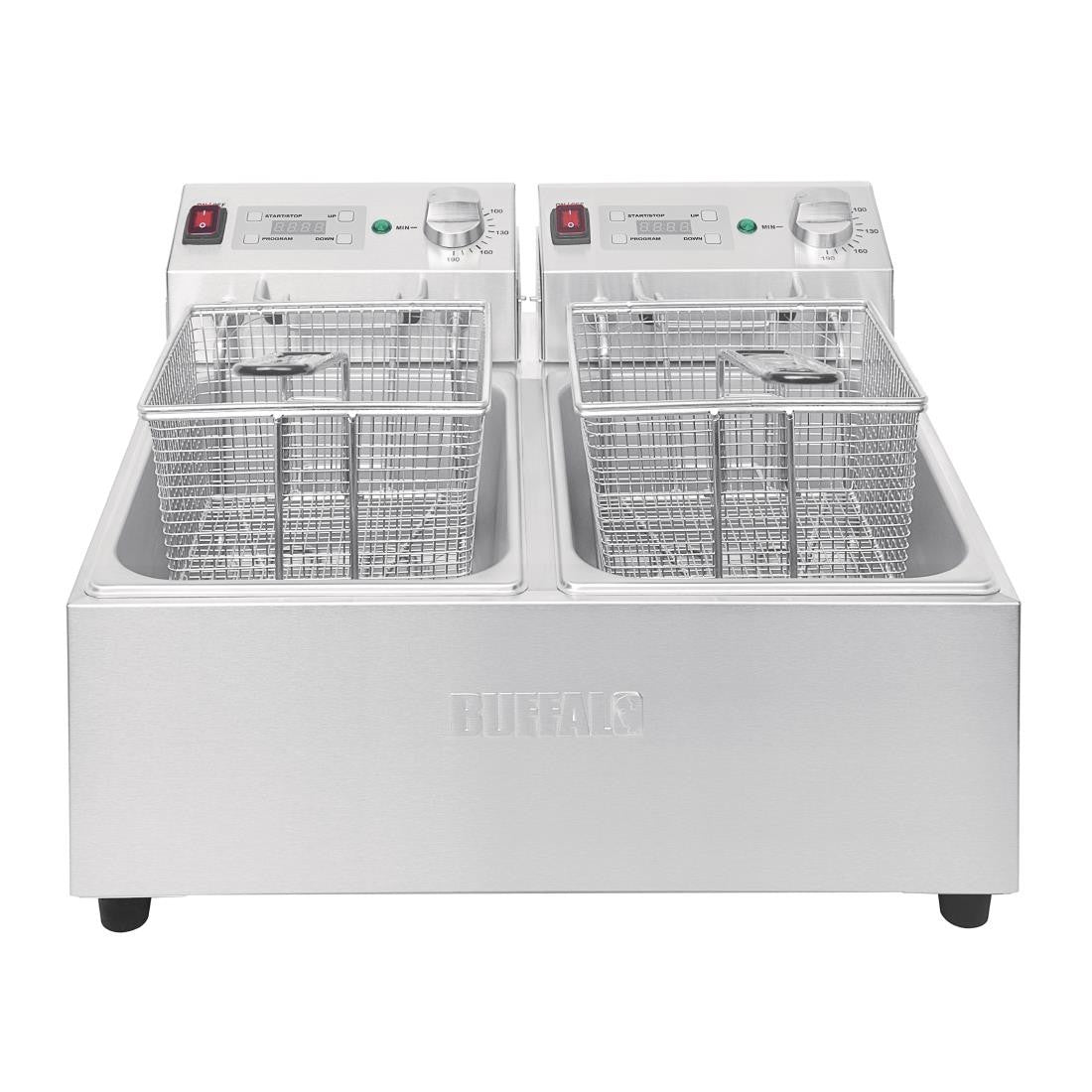 Buffalo Twin Tank Twin Basket 2x5Ltr Countertop Fryer with Timers 2x2.8kW FC259