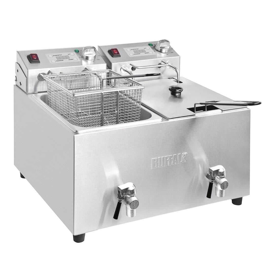 Buffalo Twin Tank Twin Basket 2x8Ltr Countertop Fryer with Timers 2x2.9kW FC375