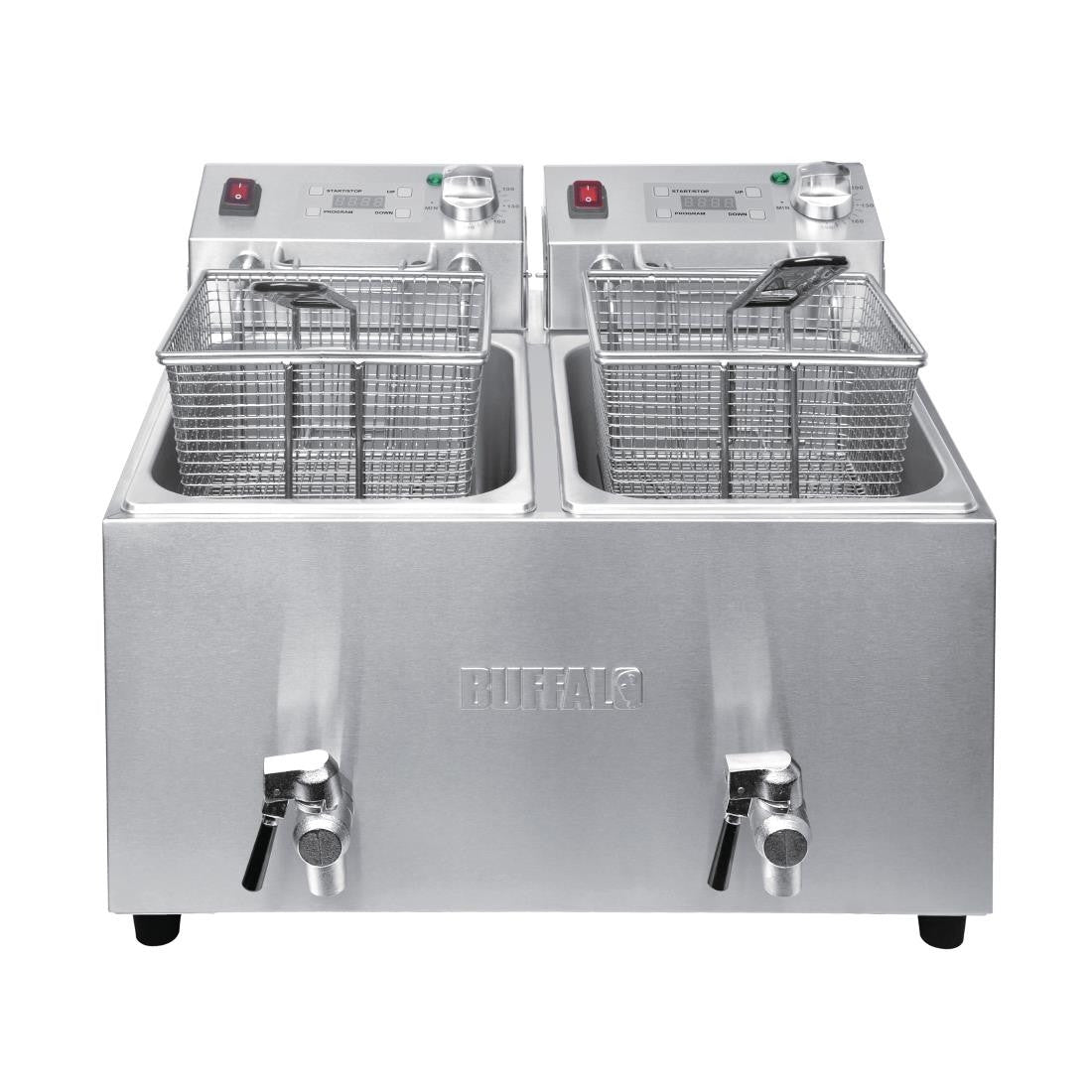 Buffalo Twin Tank Twin Basket 2x8Ltr Countertop Fryer with Timers 2x2.9kW FC375
