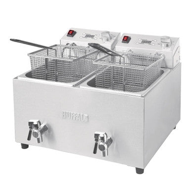 Buffalo Twin Tank Twin Basket 2x8Ltr Countertop Fryer with Timers 2x2.9kW FC375