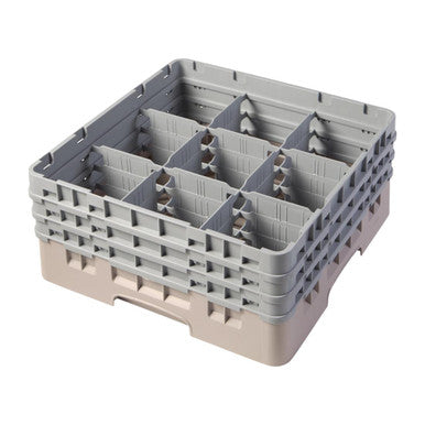 Cambro Camrack Beige 9 Compartments Max Glass Height 174mm FD061