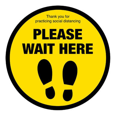 Please Wait Here Social Distancing Floor Graphic 200mm FN360