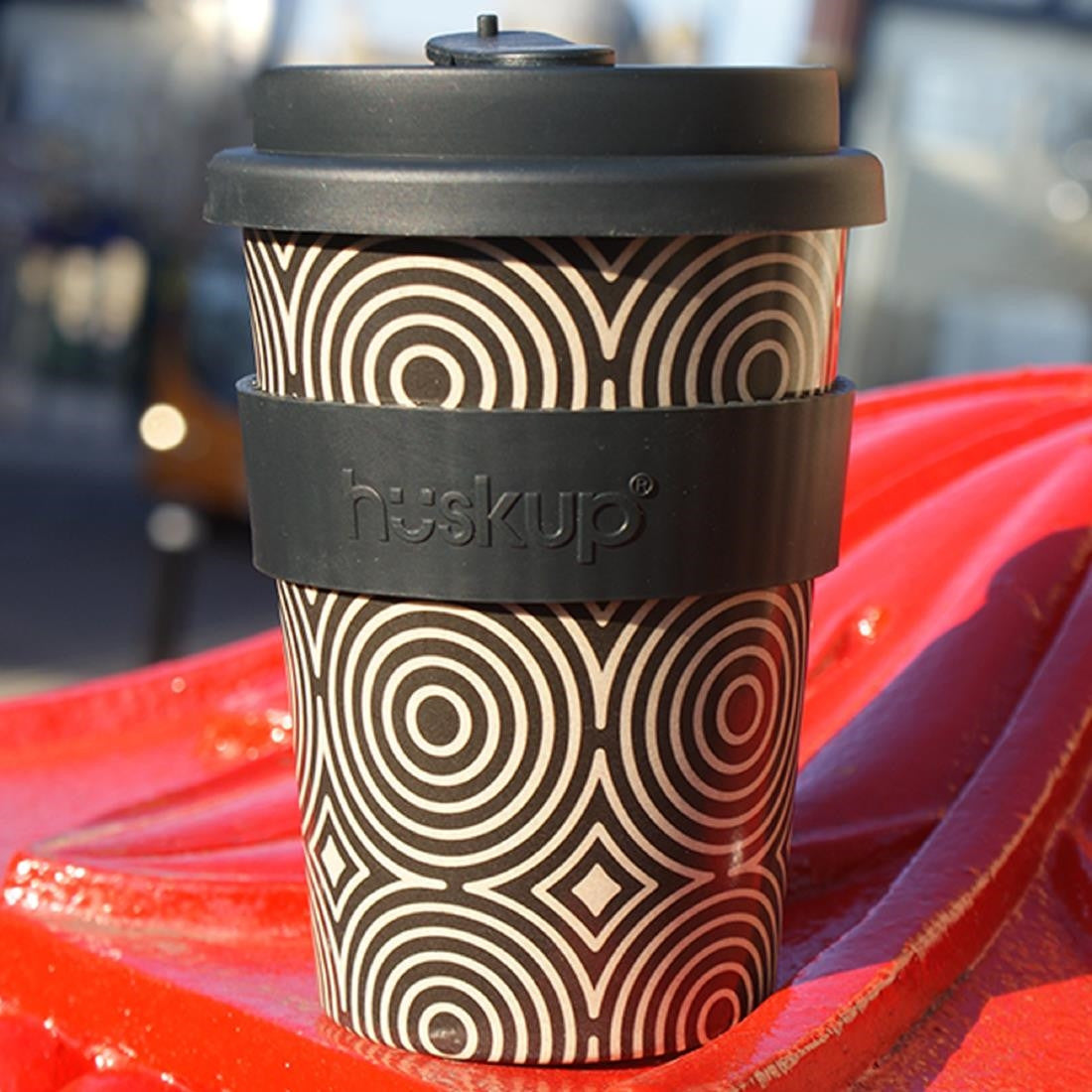 Huskup Art Deco Circles Reusable Eco Coffee Cup 400ml FT138