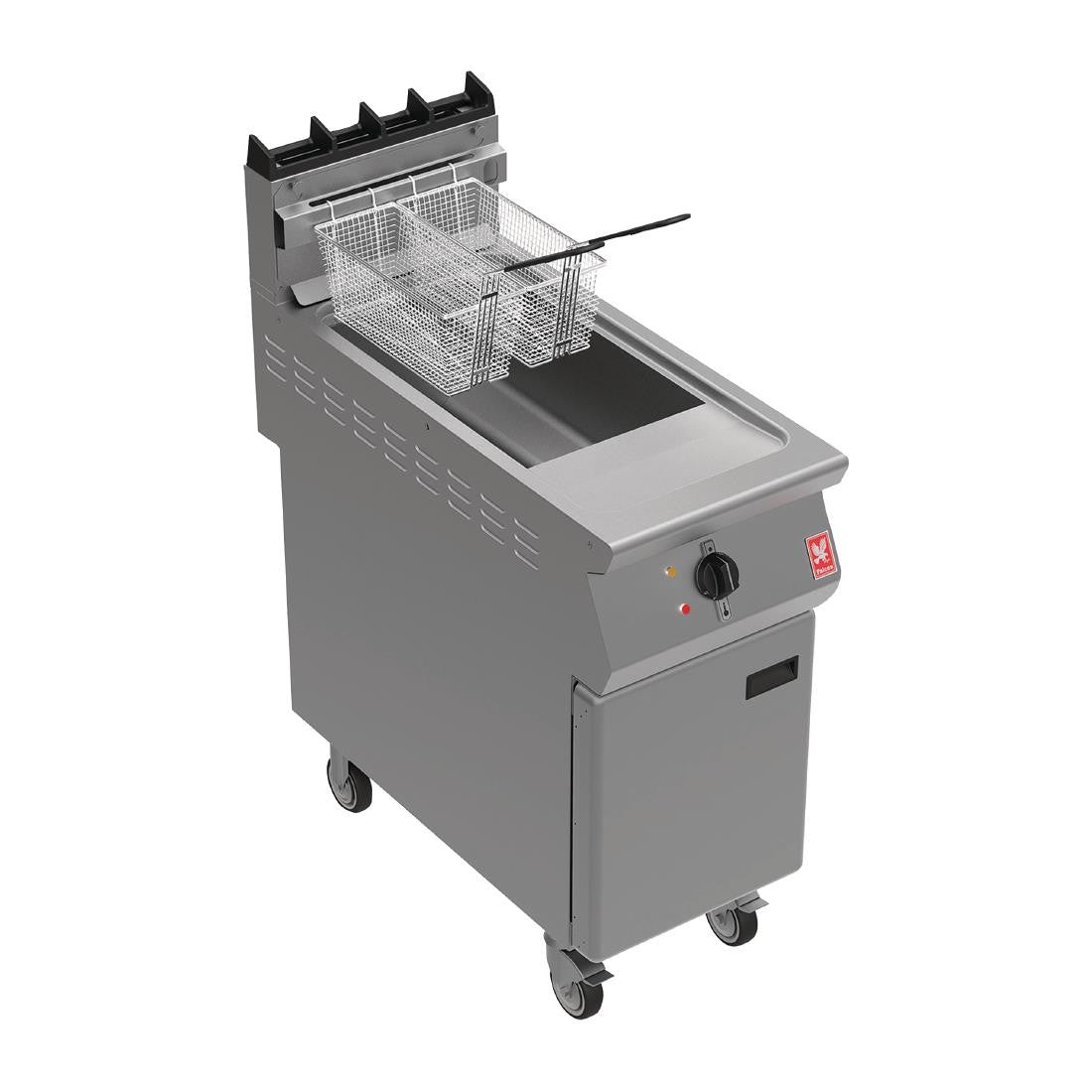 Falcon F900 Twin Basket Fryer with Fryer Angel on Castors Natural Gas FW771-N