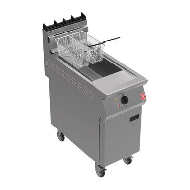 Falcon F900 Twin Basket Fryer with Fryer Angel on Castors Propane Gas FW771-P