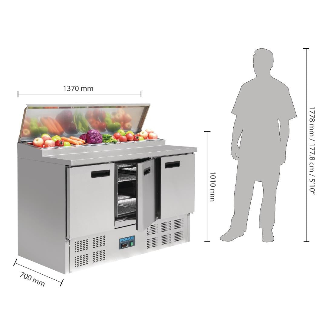 Polar G-Series Pizza Prep Counter Fridge 390Ltr G605