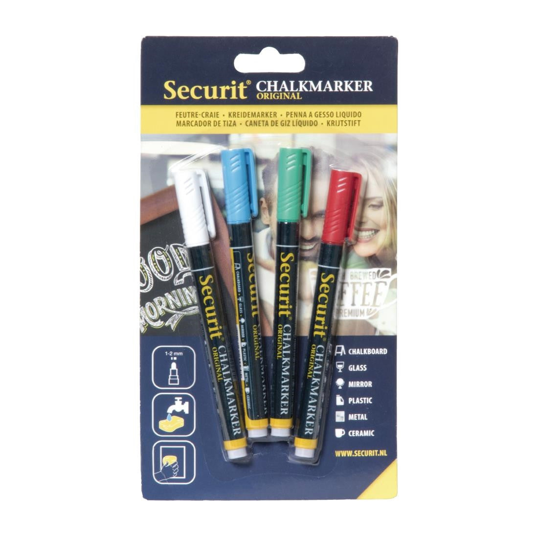 Securit 2mm Liquid Chalk Pens Assorted Colours (Pack of 4) GJ550