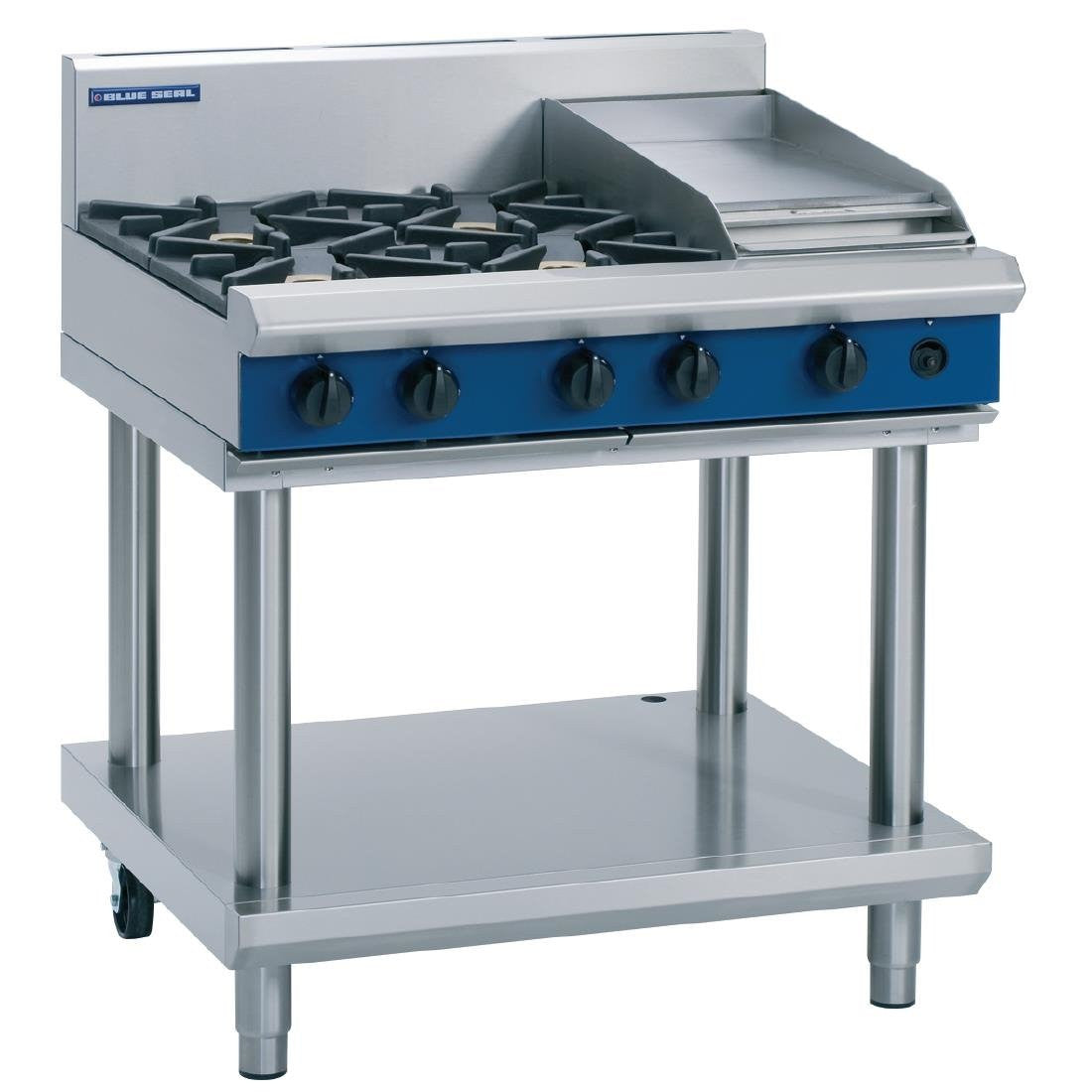 Blue Seal Evolution Cooktop 4 Open/1 Griddle Burner LPG on Stand 900mm G516C-LS/L GK152-P