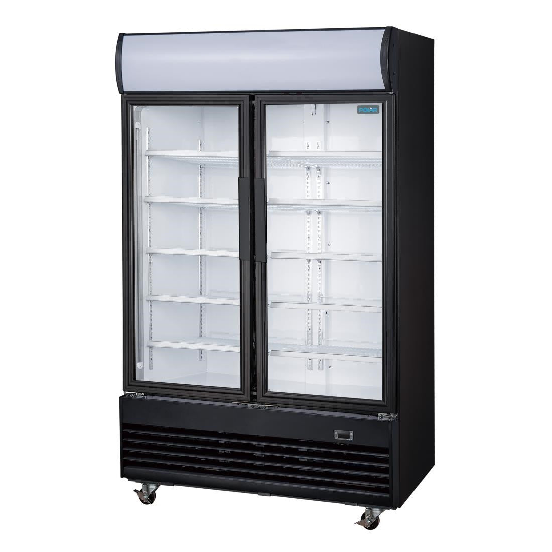 Polar G-Series Upright Hinged Door Display Cooler with Light Box 950Ltr Black GM813
