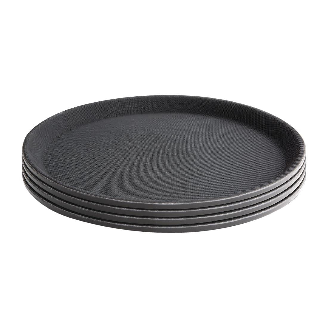 Olympia Round Non Slip Tray Black 11in