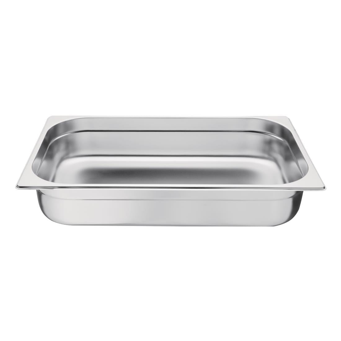 Side top view of Vogue Stainless Steel 1/1 Gastronorm Pan 100mm.