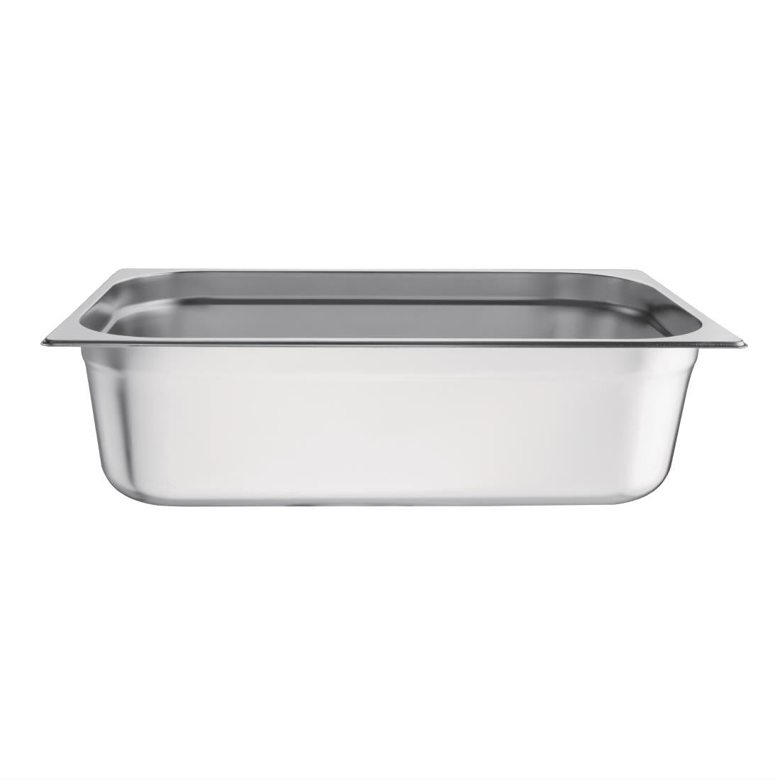 Side top view of Vogue Stainless Steel 1/1 Gastronorm Pan 150mm.