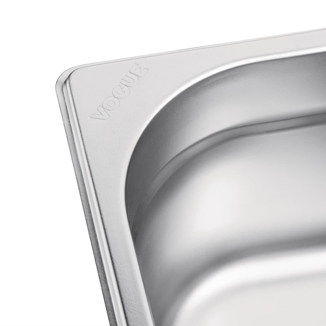 Corner of Vogue Stainless Steel 1/1 Gastronorm Pan 150mm.