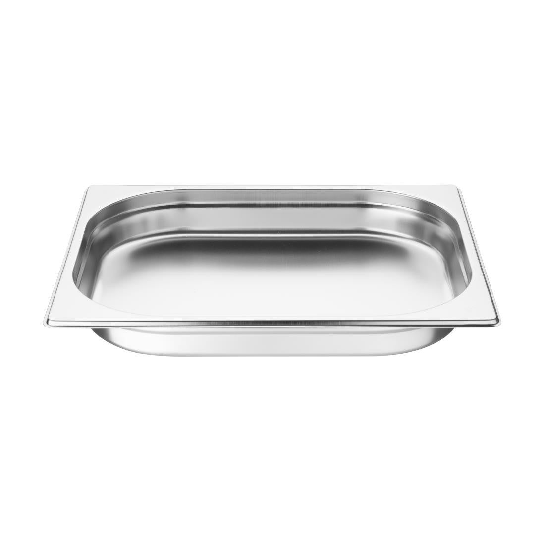 Side top view of Vogue Stainless Steel 1/2 Gastronorm Pan 40mm.
