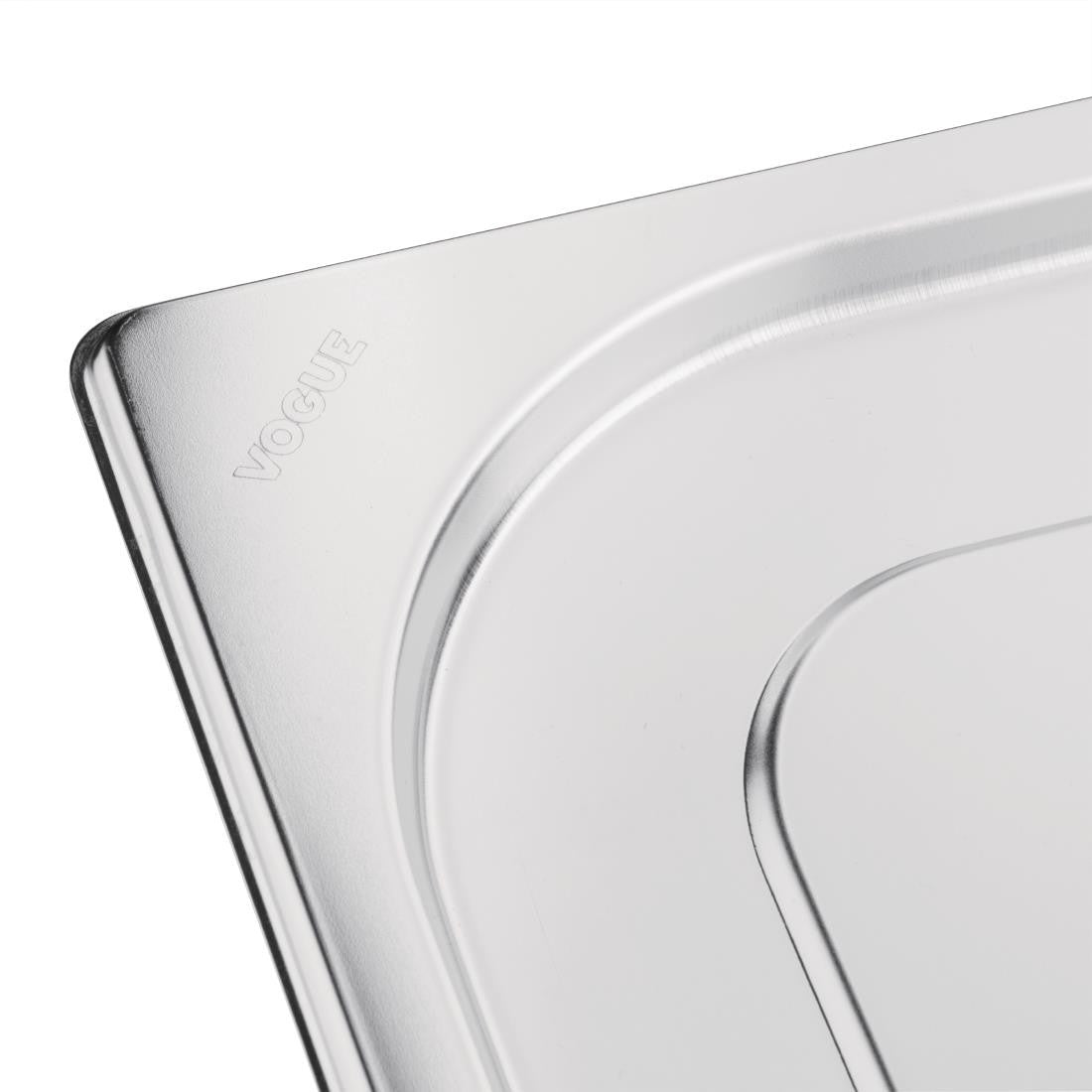 Corner of Vogue Stainless Steel 1/1 Gastronorm Lid.