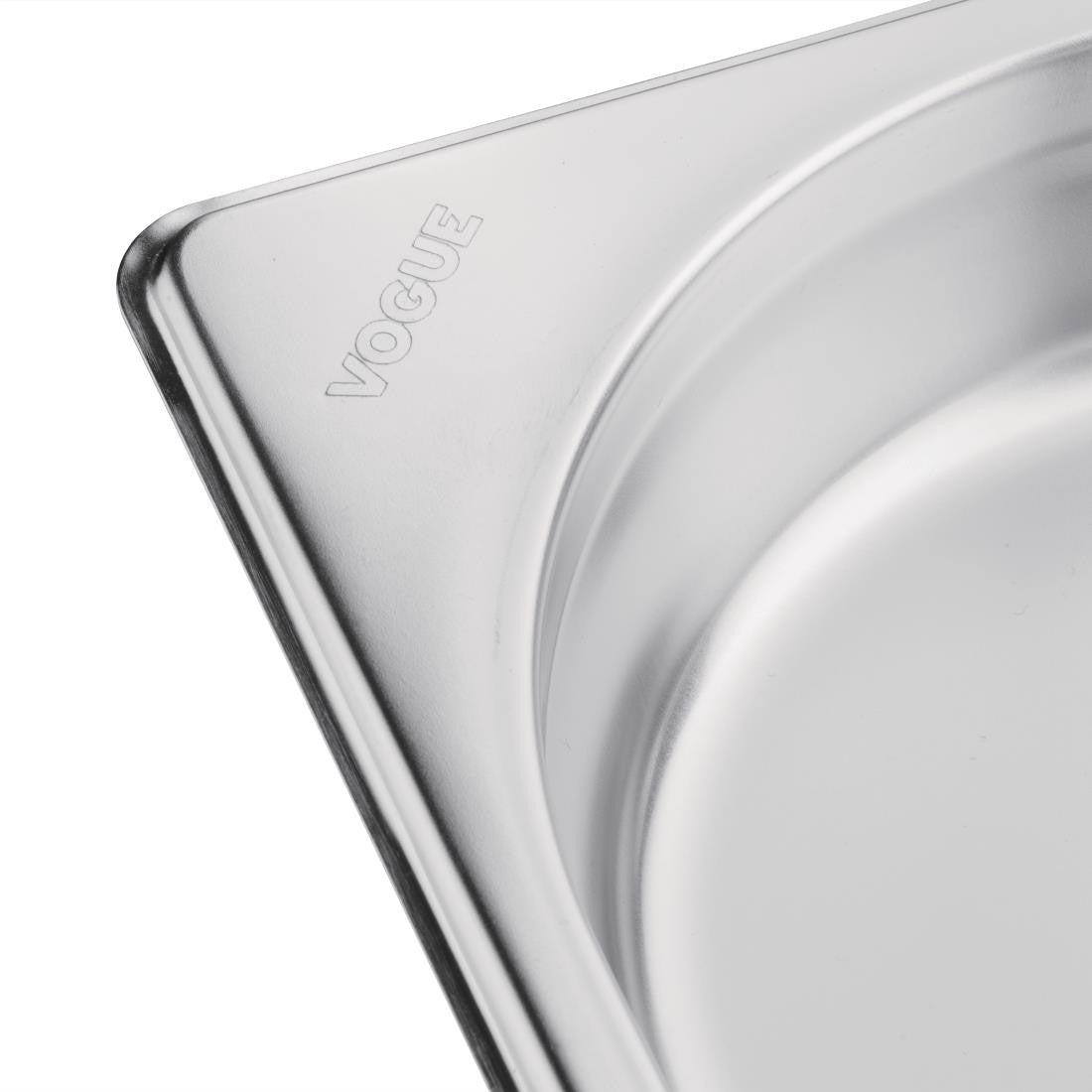 Corner of Vogue Stainless Steel 1/1 Gastronorm Pan 40mm.