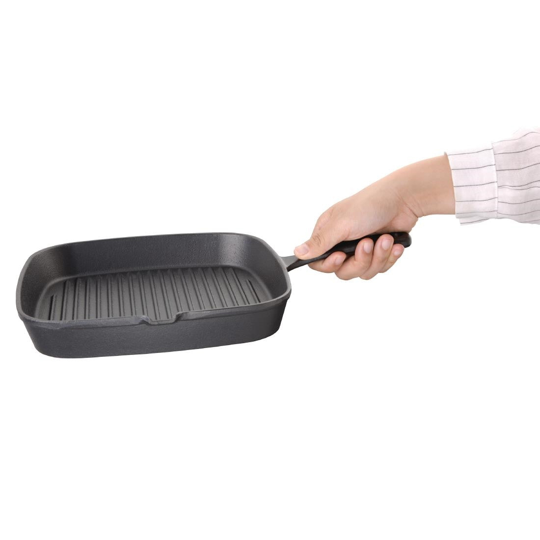 Vogue Square Cast Iron Ribbed Skillet Pan 241mm M653