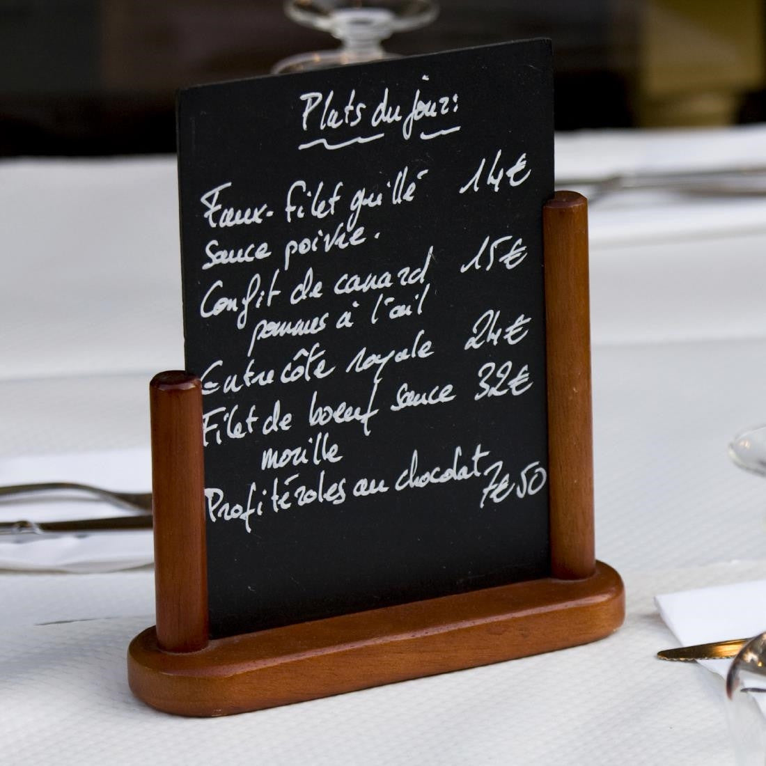 Securit Half Frame Table Top Blackboard 280mm x 200mm Mahogany P486