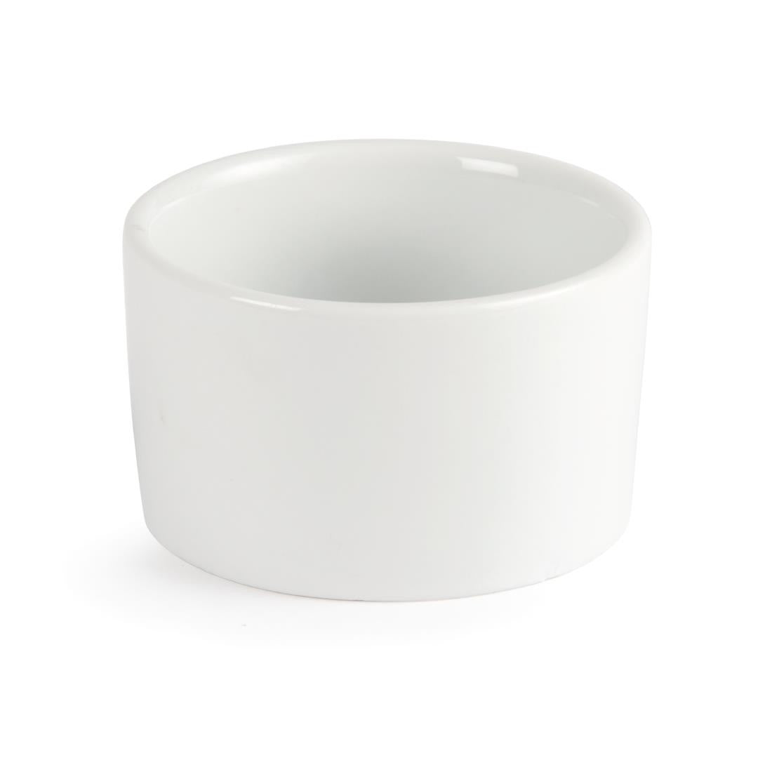 Olympia Whiteware Contemporary Ramekins 90mm in a white background.