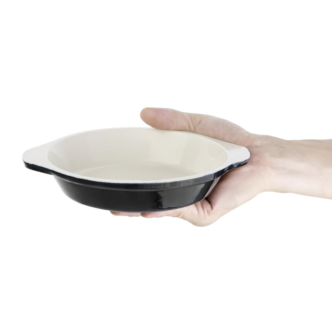 Vogue Black Cast Iron Round Gratin Dish 400ml U561