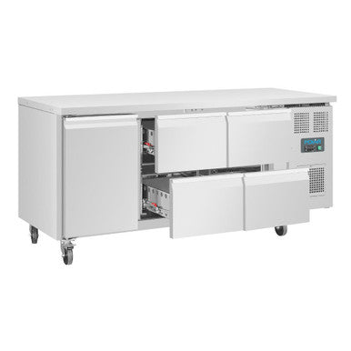 Polar U-Series Single Door and 4 Drawer Counter Fridge 358Ltr UA020