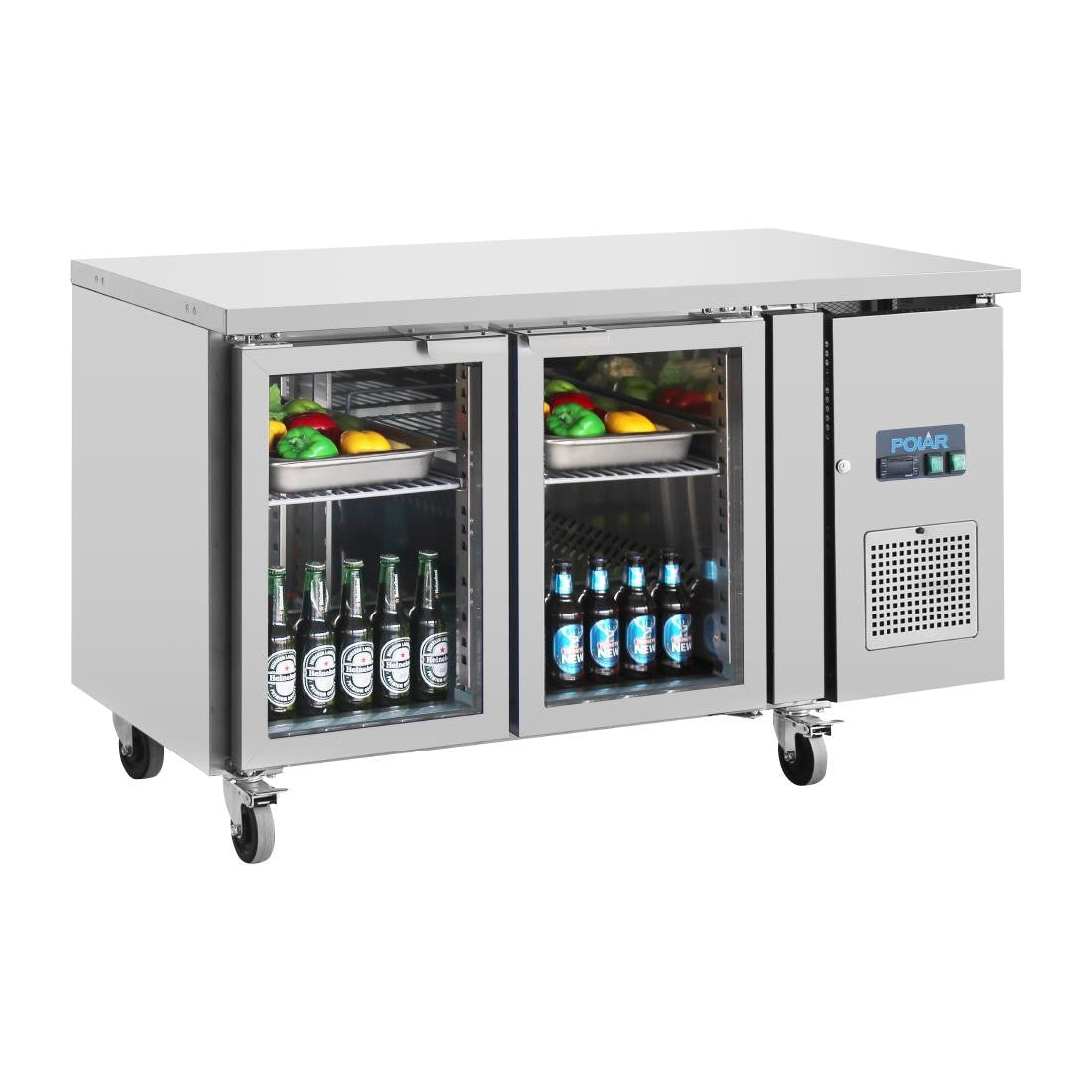 Polar U-Series 2 Door Counter Fridge with Glass Doors UA023