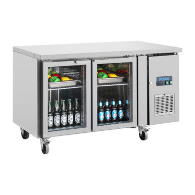 Polar U-Series 2 Door Counter Fridge with Glass Doors UA023
