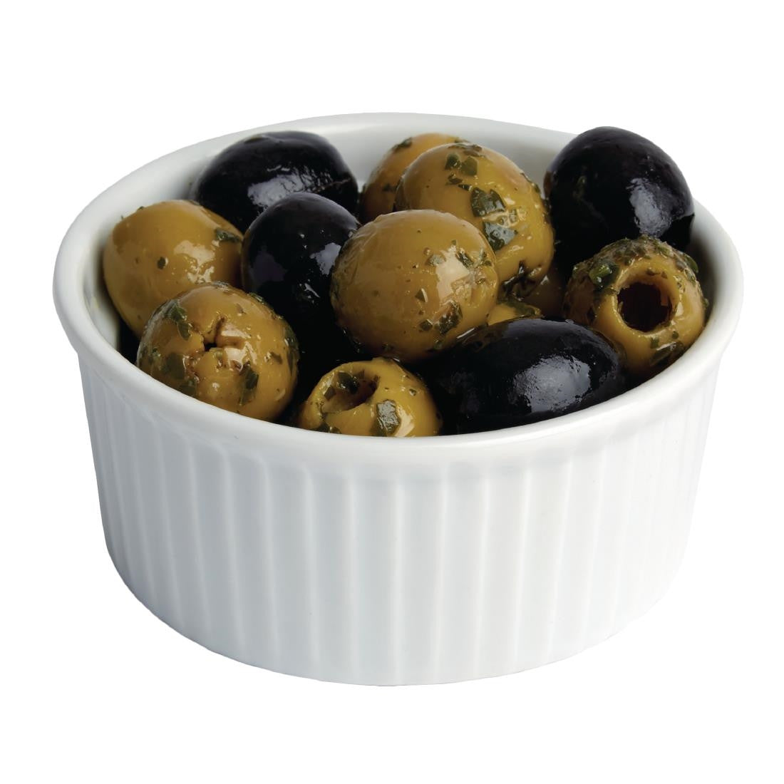 Olympia Whiteware Ramekins 80mm with full of content.