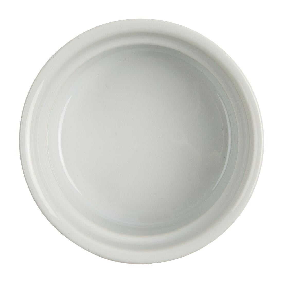 Bottom view of Olympia Whiteware Ramekins 85mm.