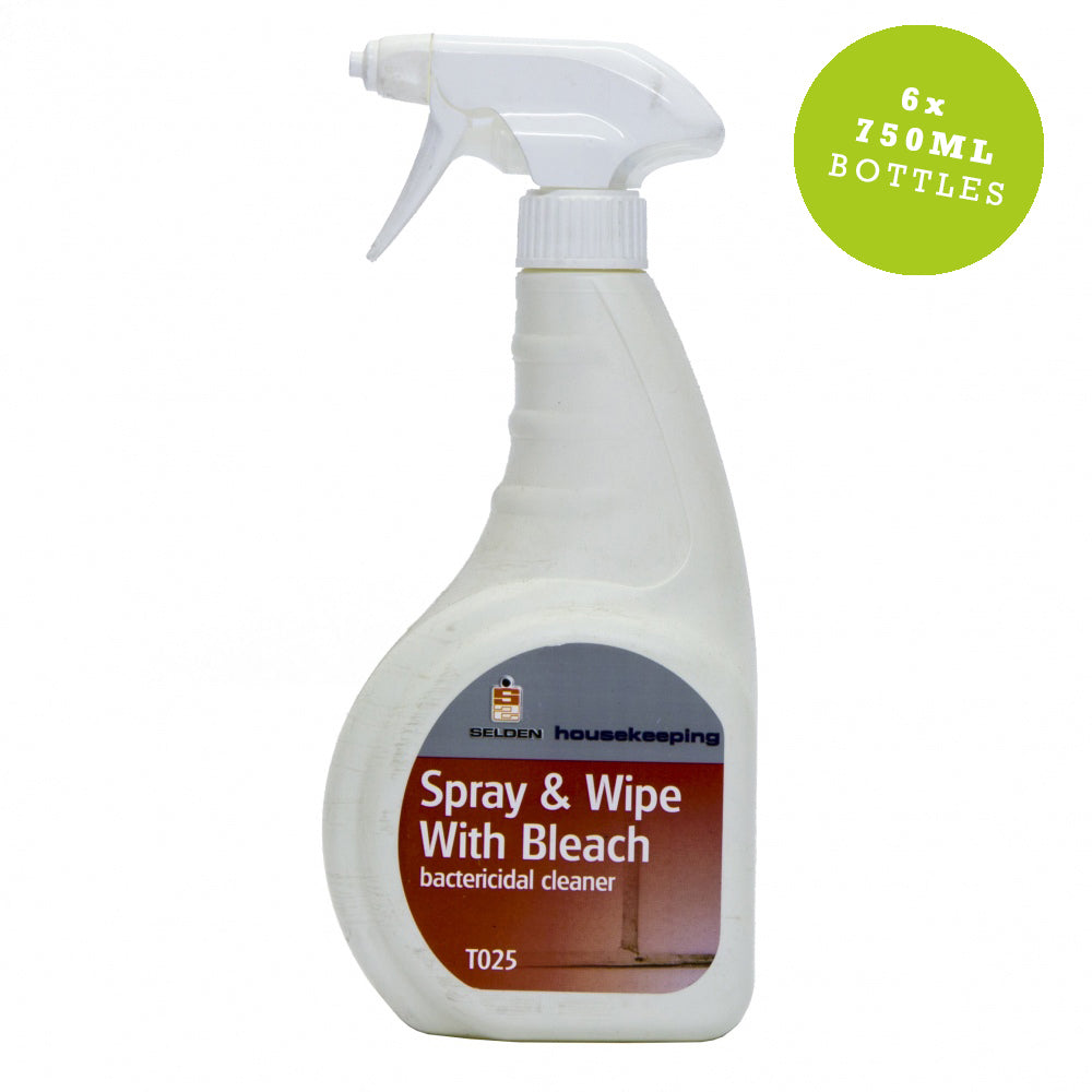 Spray And Wipe With Bleach 750ml Ready To Use Trigger Bottles
